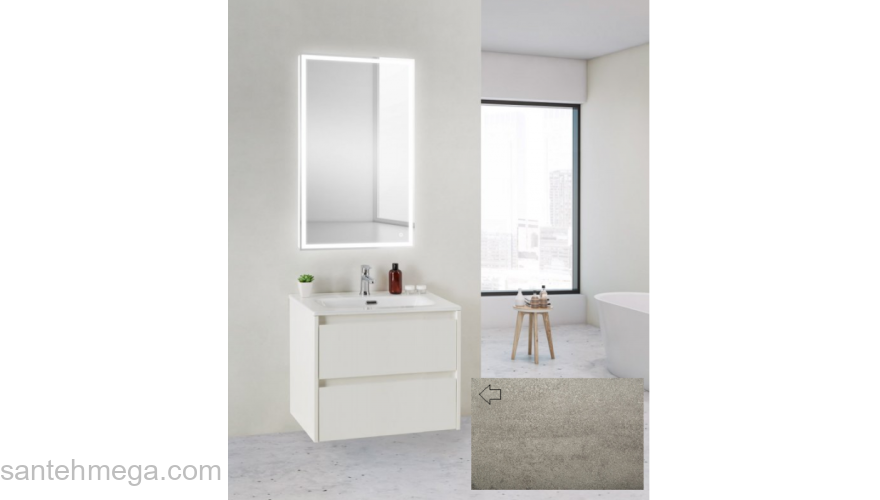Тумба под раковину подвесная BELBAGNO KRAFT 39-500/390-2C-SO-CG Cemento Grigio. Фото
