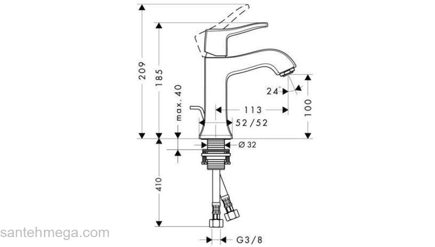 Смеситель для раковины HANSGROHE Metris Classic 31075000. Фото