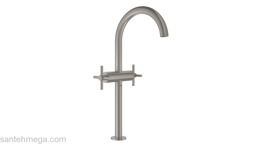 GROHE 21044DC3 Atrio New Смеситель двухвентильный для раковины на 1 отверстие, для свободностоящих раковин, крестобразные ручки, размер XL, СуперСталь. Фото
