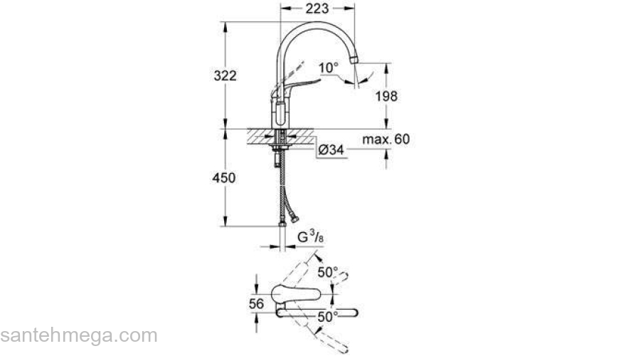 Смеситель для мойки GROHE Euroeco Special 32786000. Фото
