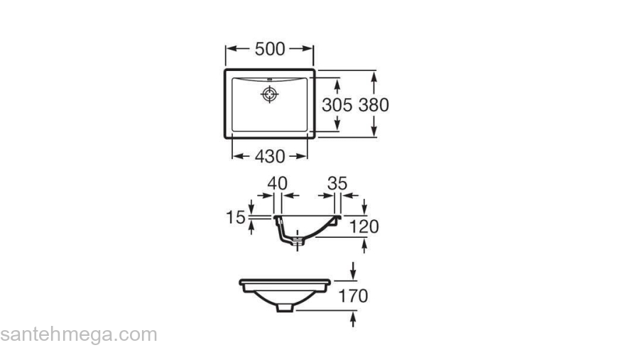 Раковина встраиваемая ROCA Diverta 50х38 327114000. Фото