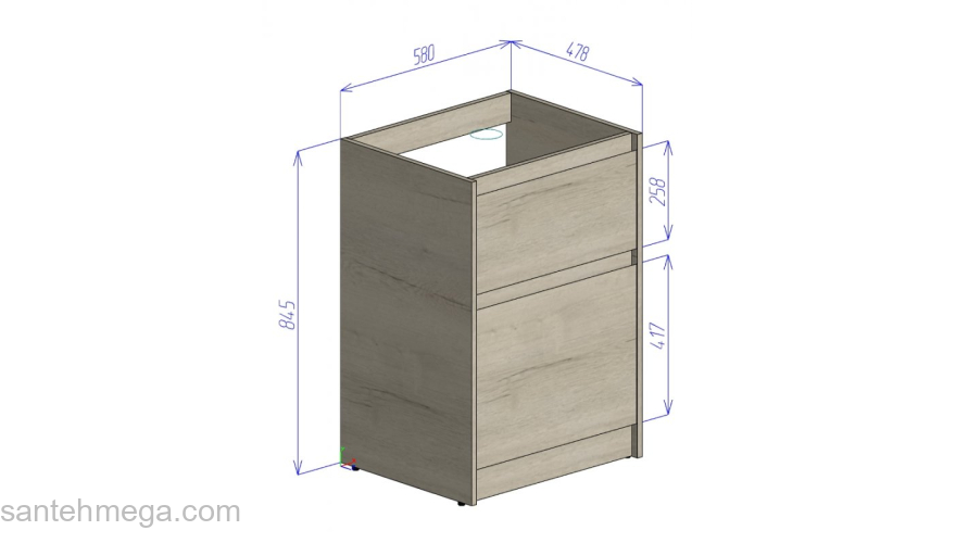 Тумба под раковину для стиральной машины BELBAGNO KRAFT-LVD-580/1200-2C-PIA-RNN Rovere Nebrasca Nature. Фото