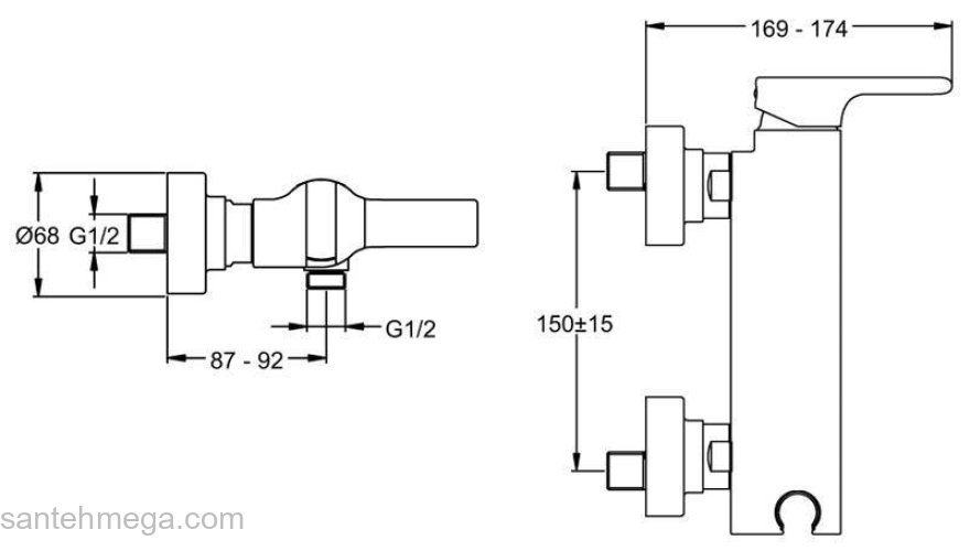 Смеситель для душа JACOB DELAFON Singulier E10869-CP. Фото