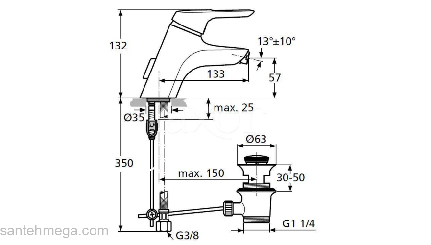 Смеситель для раковины IDEAL STANDARD CeraMix Blue A5646AA. Фото