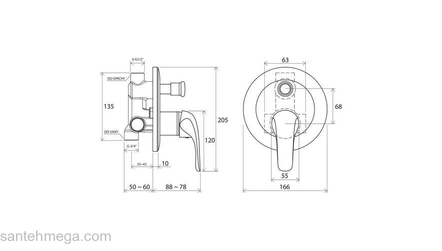 Встроенный смеситель RAVAK Rosa X070014. Фото