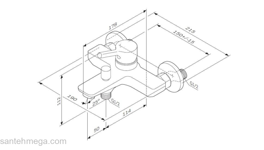 Смеситель для ванны и душа AM.PM X-Joy F85B10000. Фото
