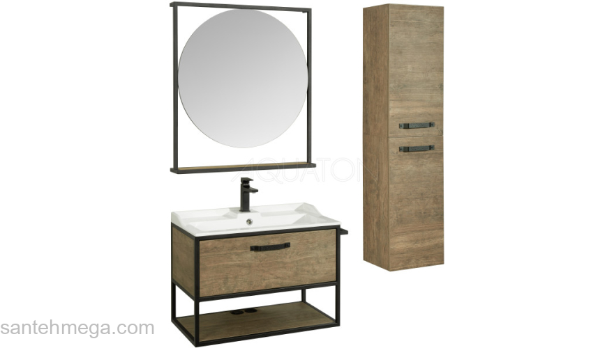 Тумба под раковину подвесная AQUATON Лофт Фабрик 80 Дуб Кантри 1A242401LTDY0. Фото