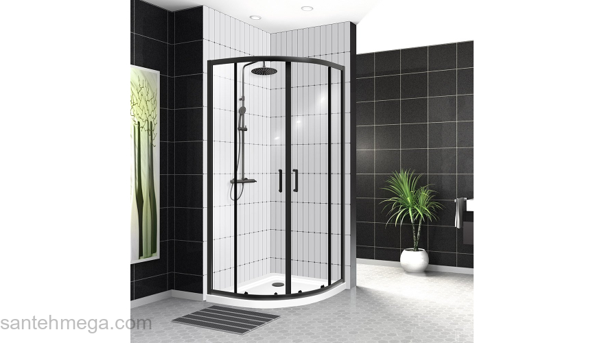 Душевой угол BELBAGNO UNO-195-R-2-90-P-NERO. Фото