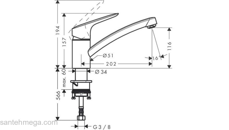 Смеситель для кухни Hansgrohe Logis 71830000. Фото