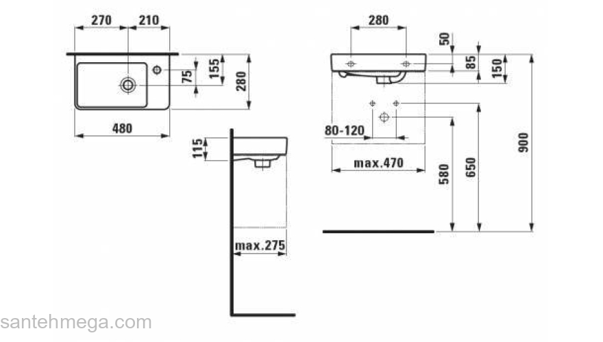 Раковина подвесная LAUFEN Pro 48х28 8.1595.4.000.104.1. Фото