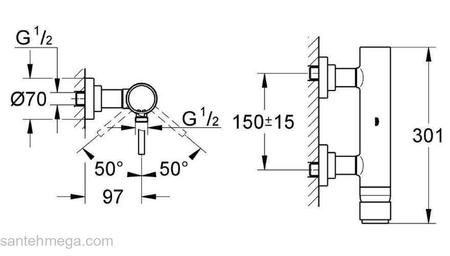 Смеситель для душа GROHE Atrio 32650001. Фото