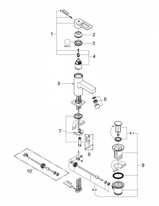 Смеситель для раковины GROHE Quadra 32631000. Фото