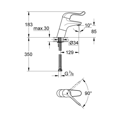 Смеситель для раковины GROHE Euroeco Special 32790000. Фото