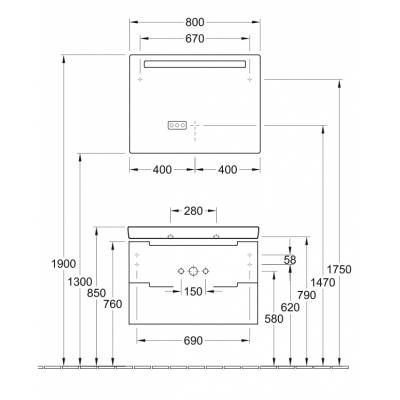 Тумба под раковину Villeroy&Boch SUBWAY 2.0 A696 00FQ. Фото