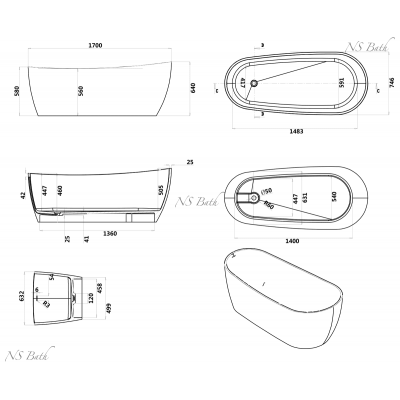 Ванна из литьевого мрамора NS BATH NSB-17707. Фото