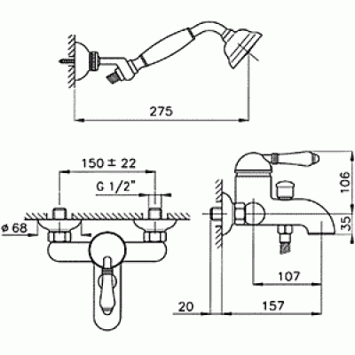 Смеситель для ванны NICOLAZZI El Capitan 3401BZ75. Фото
