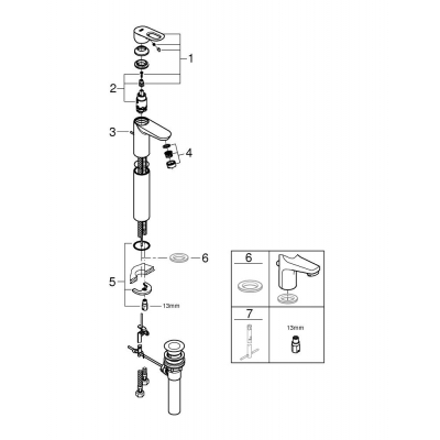 GROHE 32856000 BauLoop Смеситель однорычажный для свободностоящих раковин. Фото