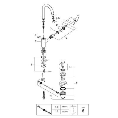 GROHE 23753000 BauFlow Смеситель для раковины со сливным гарнитуром, L-Size. Фото
