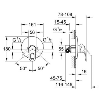Смеситель для душа GROHE BauLoop 29080000. Фото