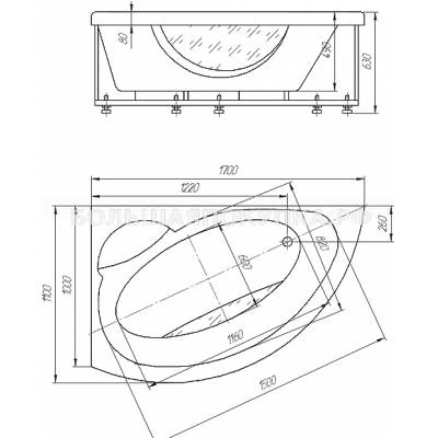 Ванна АКВАТЕК Аякс 170х110 без гидромассажа. Фото