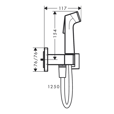 Гигиенический душ Hansgrohe E 1 jet EcoSmart+ со смесителем (внешняя часть), хром 29233000. Фото