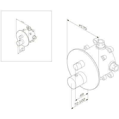 Смеситель для ванны и душа с термостатом, монтируемый в стену AM.PM Like F8085500. Фото