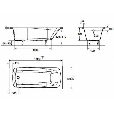 Ванна акриловая Jacob Delafon Patio 150х70 E6810RU-CP. Фото
