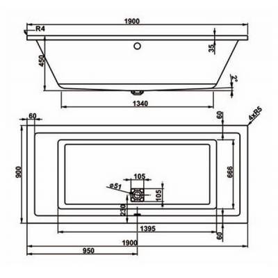 Ванна акриловая VAGNERPLAST Cavallo 180 VPBA180 CAV2X-01. Фото
