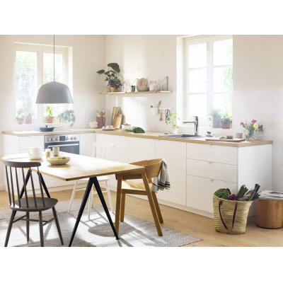 Смеситель для кухни Hansgrohe Zesis M33 74801800 с вытяжным душем, цвет сталь. Фото