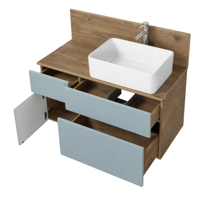 Тумба под раковину подвесная AQUATON Мишель 100 Фьорд/Дуб Рустикальный 1A256901MIX30. Фото