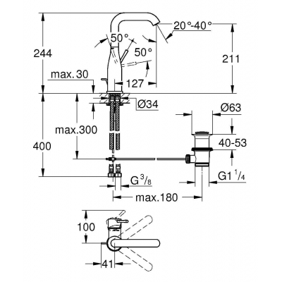 Смеситель для раковины GROHE Essence New 32628001. Фото