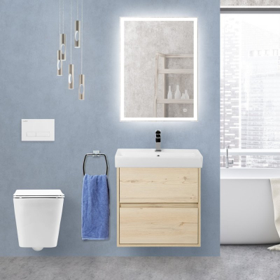 Тумба под раковину подвесная BELBAGNO NEON-500-2C-SO-PB Pino Bianco. Фото