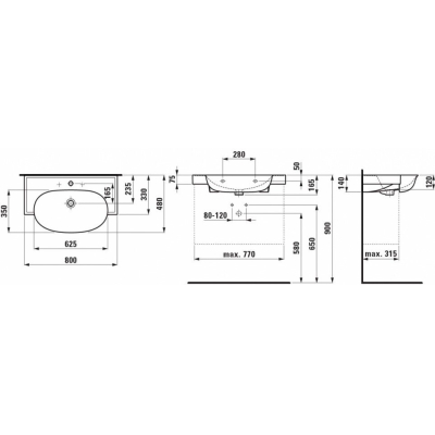 Раковина встраиваемая LAUFEN The New Classic 80х48 8.1385.5.000.104.1. Фото