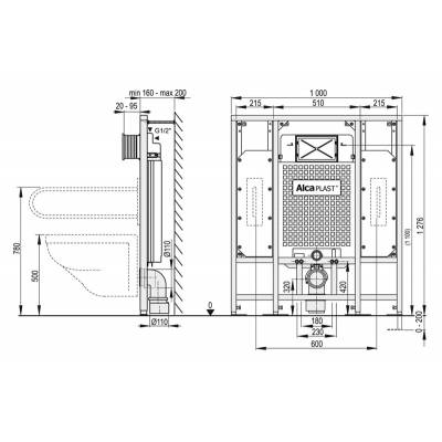 Система инсталляции для унитазов AlcaPlast Sadromodul A101/1300H. Фото