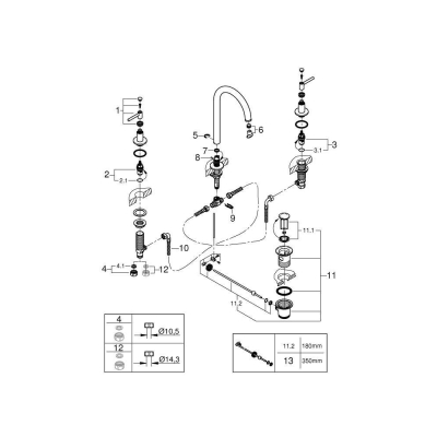 GROHE 20009003 Atrio New Смеситель двухвентильный для раковины на 3 отверстия, монтаж на бортик, размер M. Фото