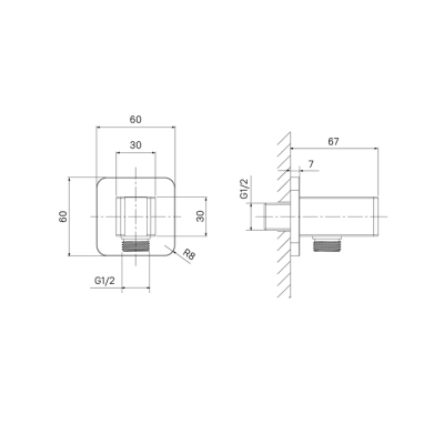 Выход для душа с держателем латунь хром Slide ID SLI60CBi62. Фото