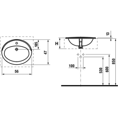 Раковина встраиваемая ROCA Adora 56x47 327203000. Фото