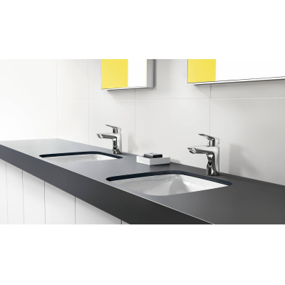 Смеситель для раковины Hansgrohe Logis 100, однорычажный, CoolStart, со сливным гарнитуром 71102000, хром. Фото