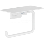 Держатель туалетной бумаги с полкой AddStoris Hansgrohe 41772700, матовый белый для ванной комнаты. Фото